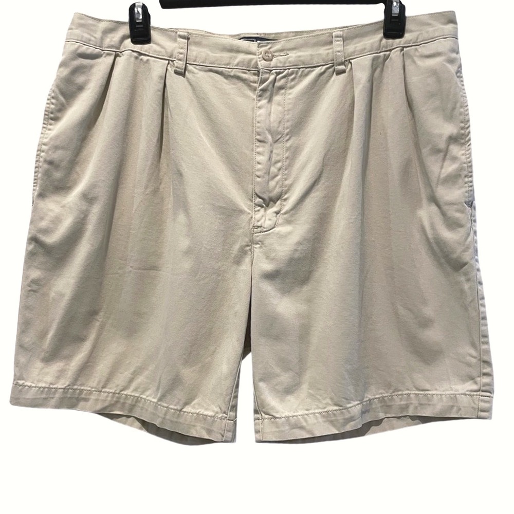 Polo‎ Ralph Lauren Mens 40 Classic Polo Chino Pleated Shorts Khaki Cotton FLAW